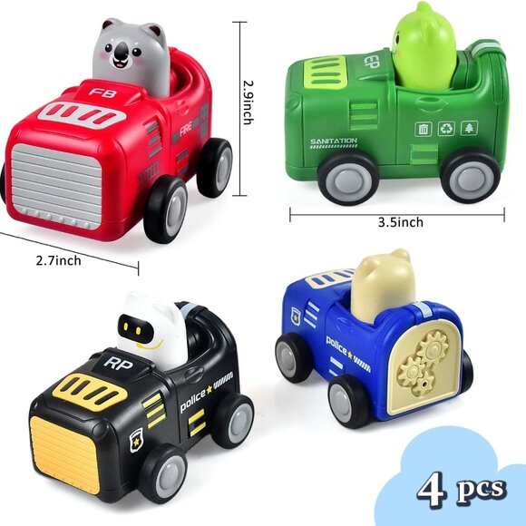 Toddler Cartoon Car Toys for 1 2 3 Year Old Boy Girl Gifts, Press and Go Car Toy - Picture 5 of 6